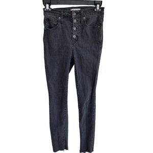 Madewell Berkely 10" High Rise Skinny Button Fly Black Jeans Size 25 Style AA590
